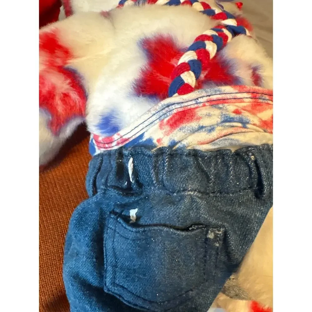 Build‎ A Bear Stars Puppy Dog Plush 4th of July Red White Blue USA Patriotic BAB